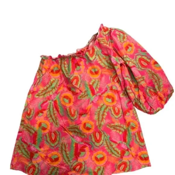 Show Me Your MuMu Pink and Green One-Shoulder Dress - Picture 2 of 6